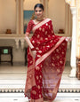 Ideal Red Soft Banarasi Silk Saree With Dalliance Blouse Piece