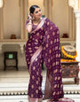 Lassitude Wine Soft Banarasi Silk Saree With Devastating Blouse Piece