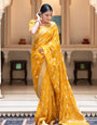 Hypnotic Yellow Soft Banarasi Silk Saree With Impressive Blouse Piece