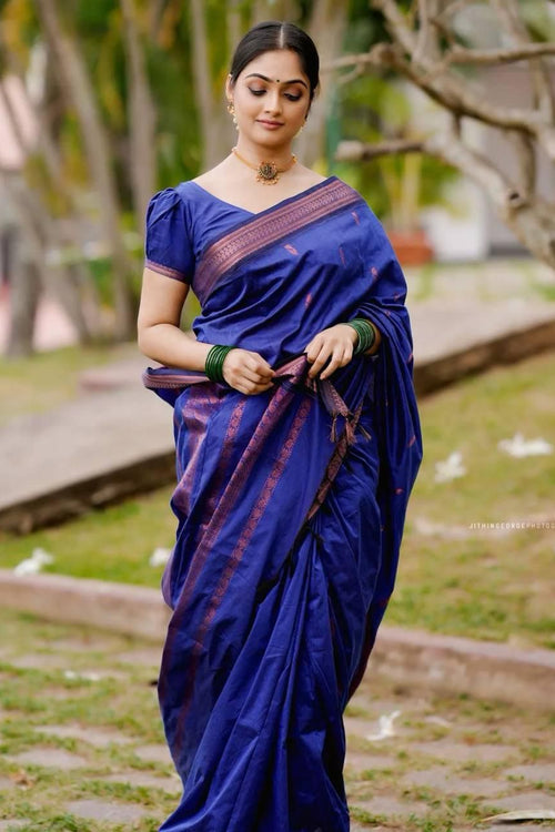 Load image into Gallery viewer, Adorable Royal Blue Soft Silk Saree With Charming Blouse Piece
