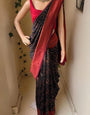 Stunning Black Soft Silk Saree With Mesmerising Blouse Piece