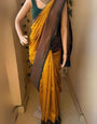 Dissemble Yellow Soft Silk Saree With Ratatouille Blouse Piece