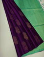 Effulgent Purple Soft Silk Saree With Exemplary Blouse Pieced