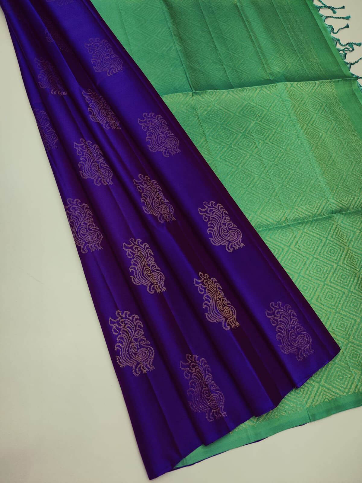 Imaginative Royal Blue Soft Silk Saree With Ratatouille Blouse Pieced