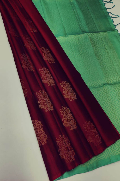 Load image into Gallery viewer, Chatoyant Wine Soft Silk Saree With Desuetude Blouse Pieced
