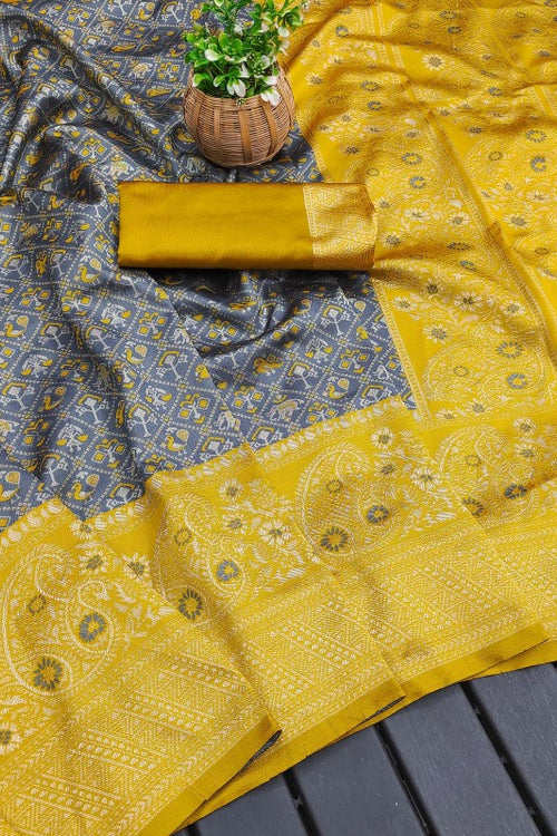 Load image into Gallery viewer, Girlish Grey Soft Silk Saree With Bewitching Blouse Piece
