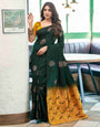 Deserving Dark Green Soft Silk Saree With Wonderful Blouse Piece