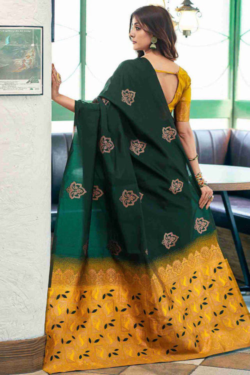 Load image into Gallery viewer, Deserving Dark Green Soft Silk Saree With Wonderful Blouse Piece
