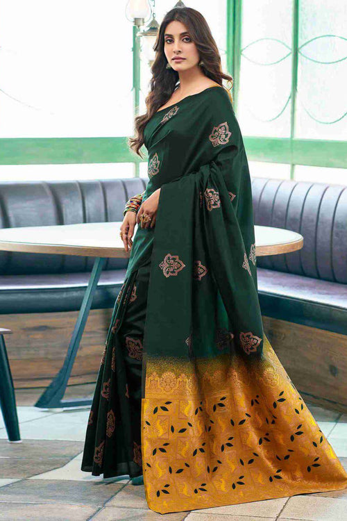 Load image into Gallery viewer, Deserving Dark Green Soft Silk Saree With Wonderful Blouse Piece
