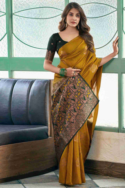 Load image into Gallery viewer, Deserving Mustard Soft Silk Saree With Designer Blouse Piece
