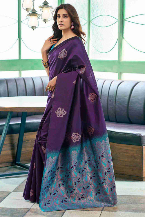 Load image into Gallery viewer, Opulent Purple Soft Silk Saree With Glorious Blouse Piece
