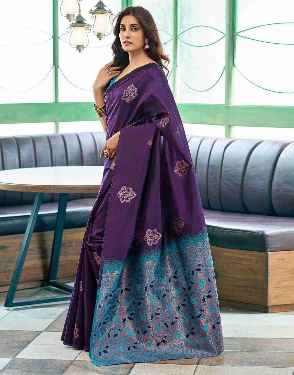 Opulent Purple Soft Silk Saree With Glorious Blouse Piece