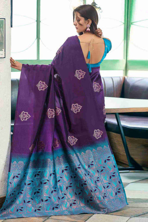 Load image into Gallery viewer, Opulent Purple Soft Silk Saree With Glorious Blouse Piece
