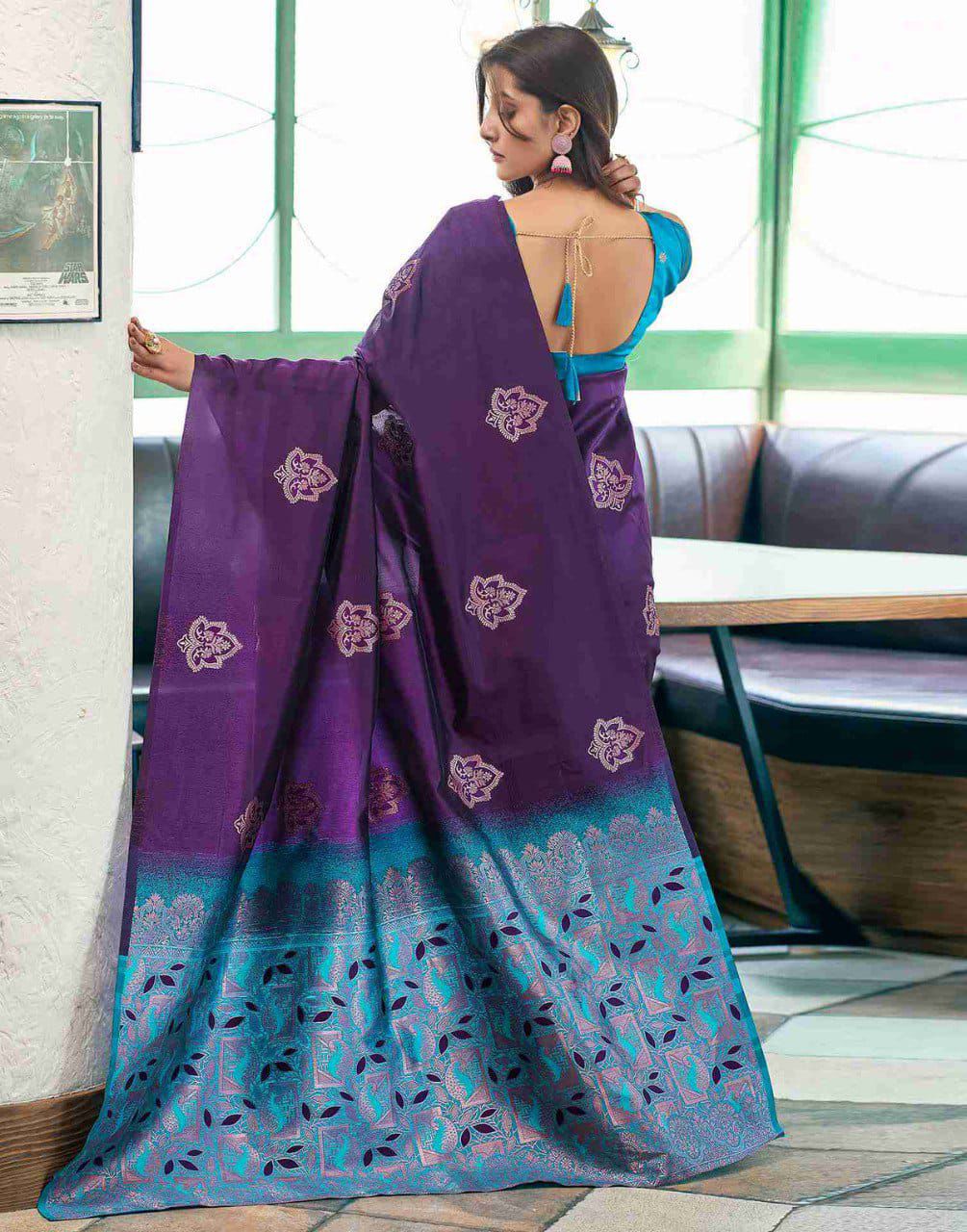 Opulent Purple Soft Silk Saree With Glorious Blouse Piece