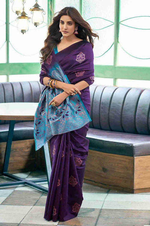 Load image into Gallery viewer, Opulent Purple Soft Silk Saree With Glorious Blouse Piece
