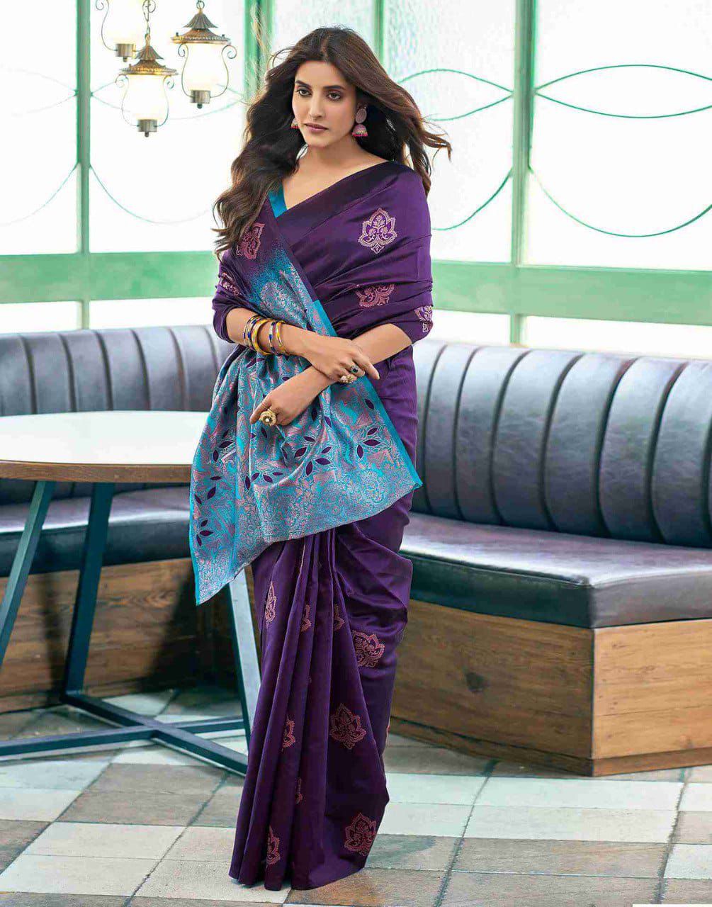 Opulent Purple Soft Silk Saree With Glorious Blouse Piece