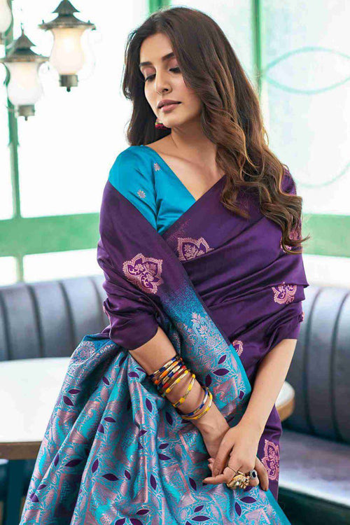 Load image into Gallery viewer, Opulent Purple Soft Silk Saree With Glorious Blouse Piece
