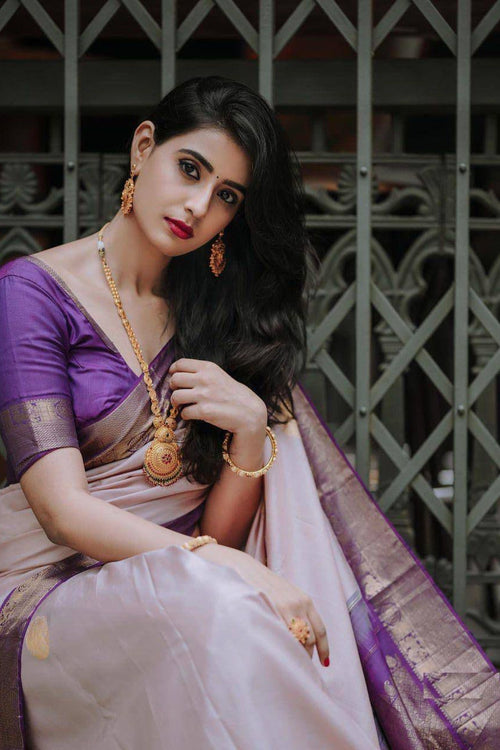 Load image into Gallery viewer, Flaunt Peach Soft Silk Saree With Intricate Blouse Piece
