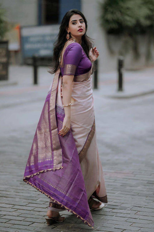 Load image into Gallery viewer, Flaunt Peach Soft Silk Saree With Intricate Blouse Piece
