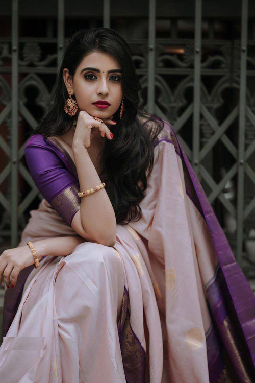 Load image into Gallery viewer, Flaunt Peach Soft Silk Saree With Intricate Blouse Piece
