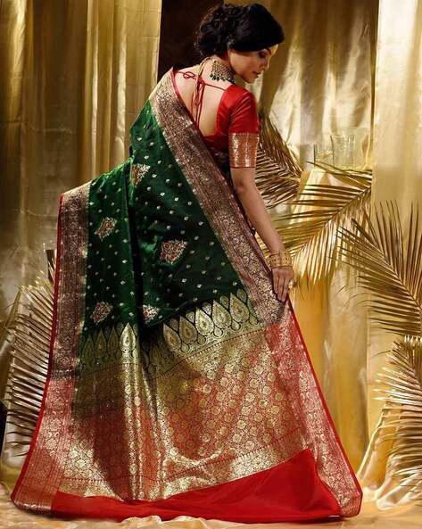 Load image into Gallery viewer, Skinny Dark Green Soft Silk Saree With Deserving Blouse Piece
