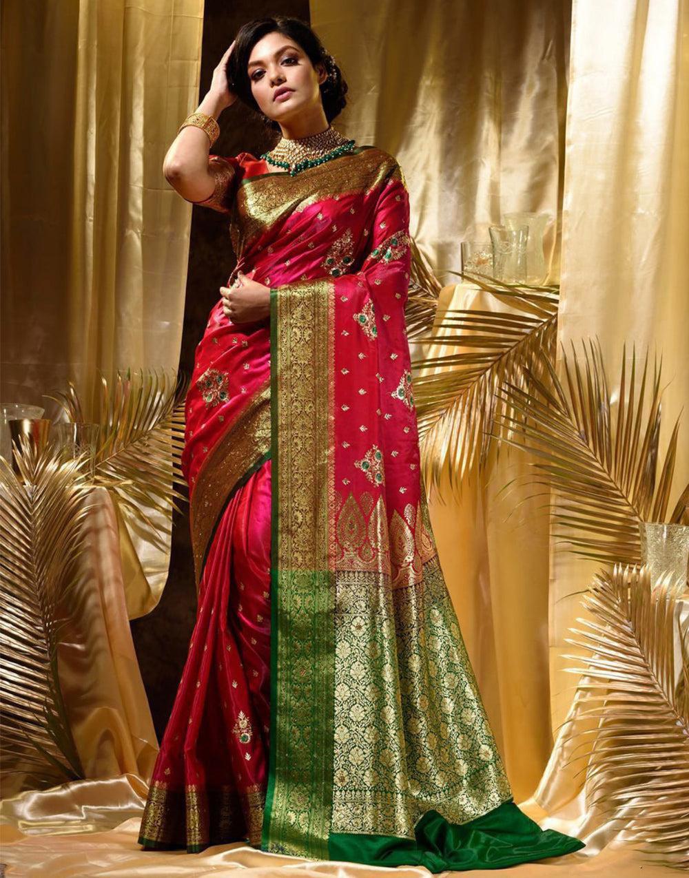 Pleasant Red Soft Silk Saree With Classic Blouse Piece