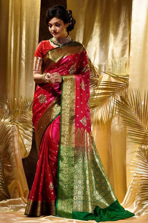 Load image into Gallery viewer, Pleasant Red Soft Silk Saree With Classic Blouse Piece
