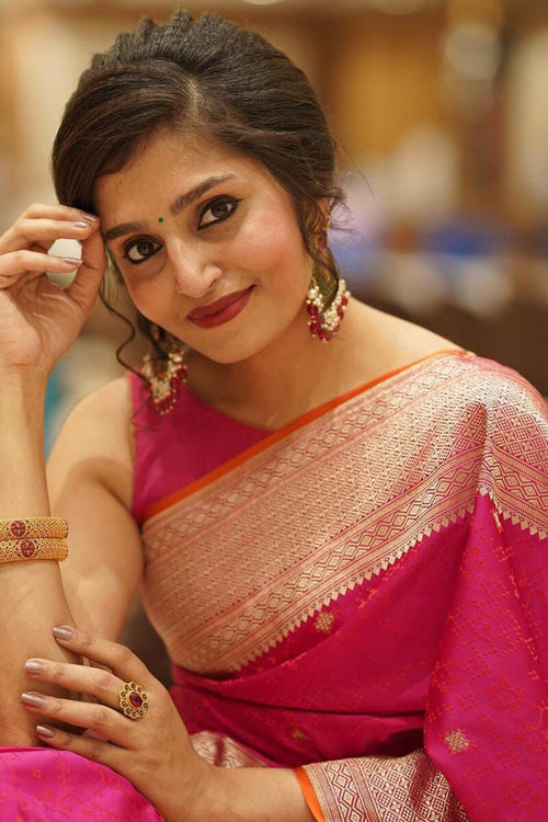 Load image into Gallery viewer, Petrichor Dark Pink Soft Silk Saree With Tremendous Blouse Piece
