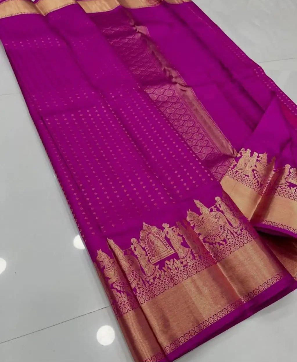 Vibrant Magenta Soft Silk Saree With Ebullience Blouse Piece