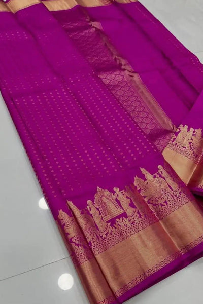 Vibrant Magenta Soft Silk Saree With Ebullience Blouse Piece