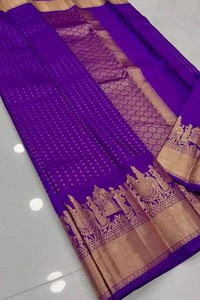 Delightful Purple Soft Silk Saree With Exuberant Blouse Piece