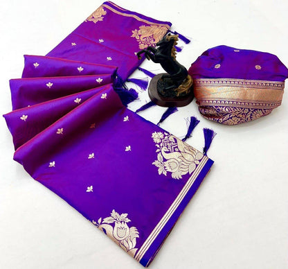 Traditional Purple Soft Silk Saree With Allure Blouse Piece