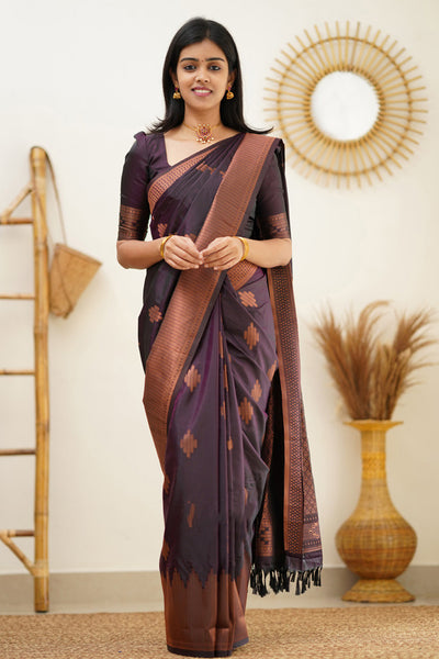 Exquisite Purple Soft Silk Saree With Adoring Blouse Piece