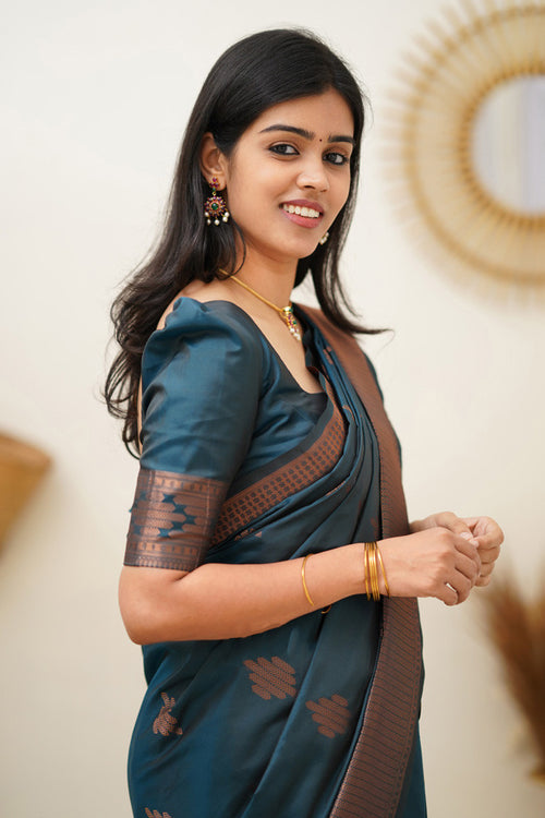 Load image into Gallery viewer, Beleaguer Rama Soft Silk Saree With Dissemble Blouse Piece
