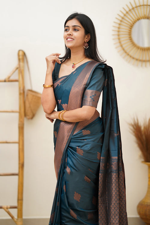 Load image into Gallery viewer, Beleaguer Rama Soft Silk Saree With Dissemble Blouse Piece
