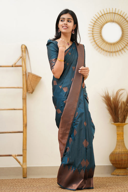 Load image into Gallery viewer, Beleaguer Rama Soft Silk Saree With Dissemble Blouse Piece
