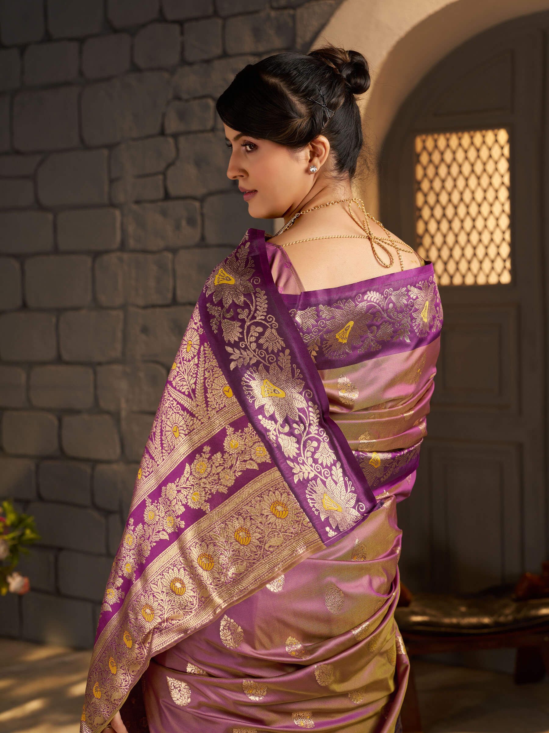 Stylish Brown Pure Zari Weaving Banarasi Silk Saree With Extraordinary Blouse Piece
