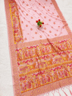 Hypnotic Pink Pashmina Silk Saree With Snappy Blouse Piece