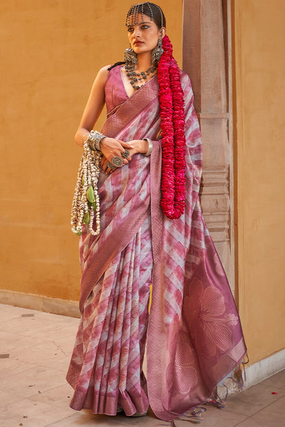 Entrancing Wine Digital Printed Cotton Silk Saree With Scrumptious Blouse Piece