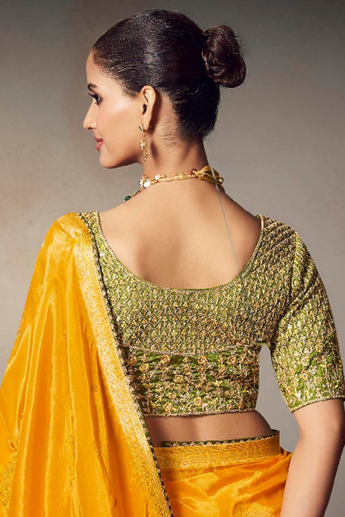 Staggering Yellow Banarasi Silk Saree With Embroidery Blouse Piece