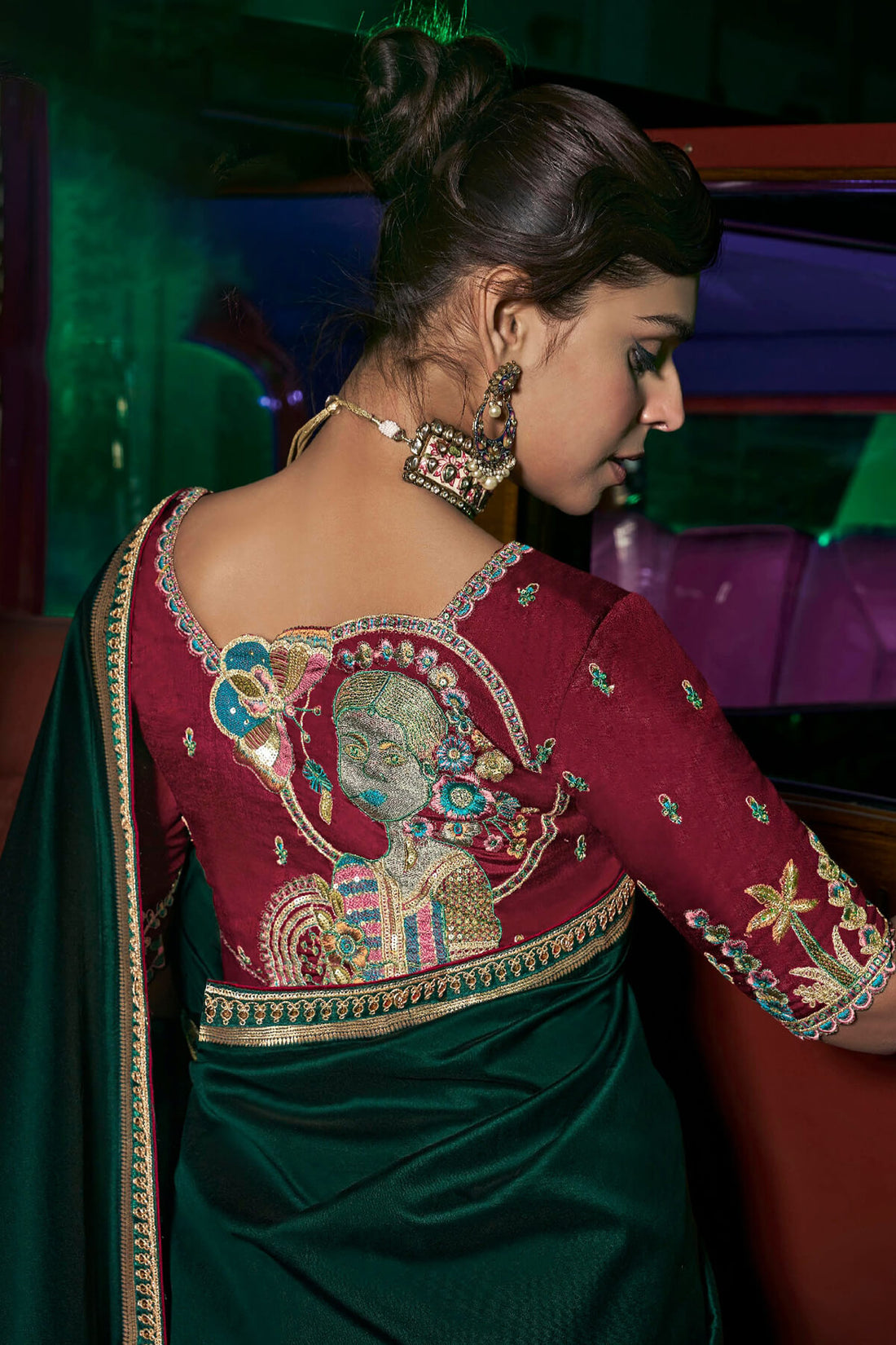 Engrossing Dark Green Banarasi Satin Silk Saree With Gossamer Blouse