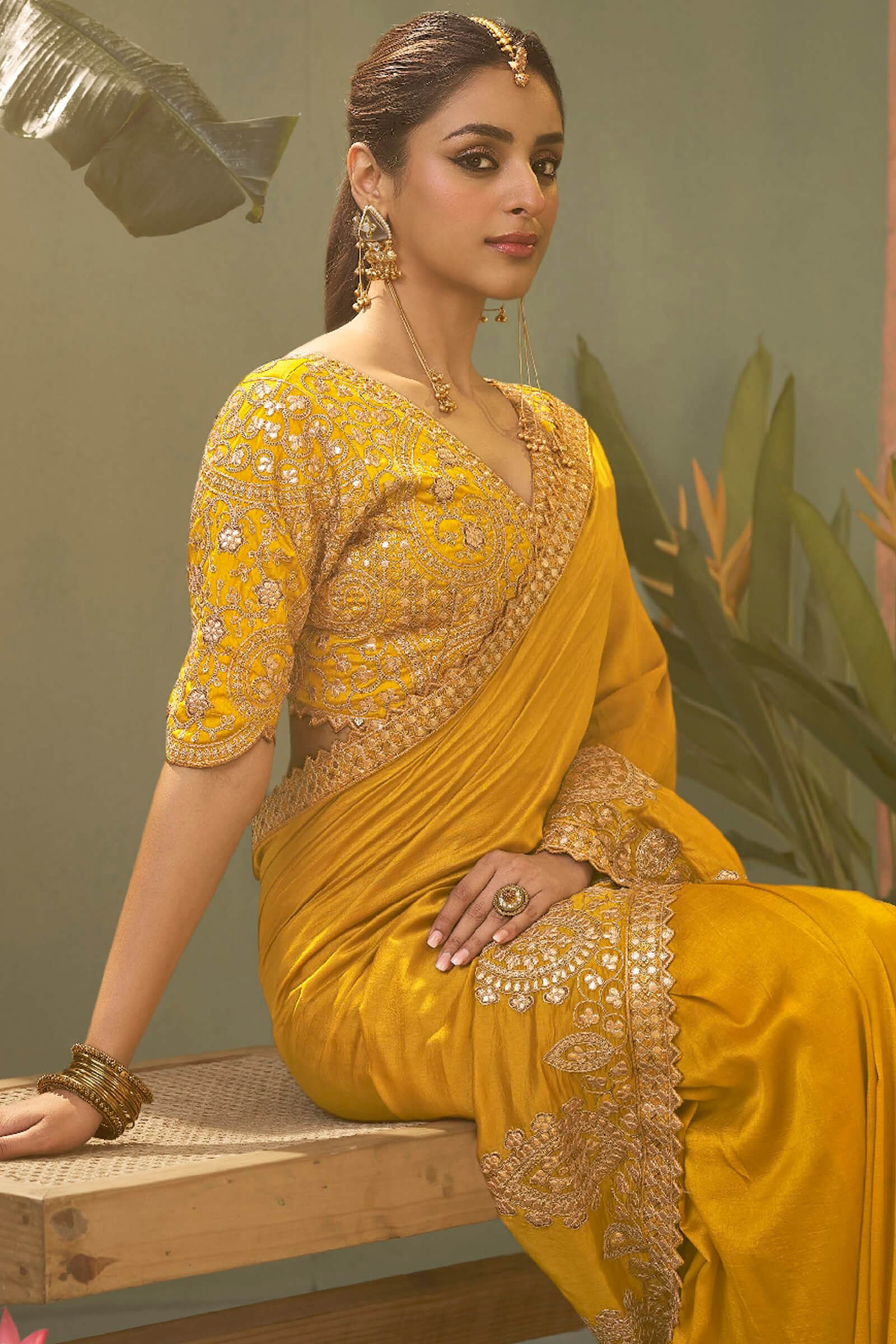 Seraphic Yellow Soft Silk Embroidery Work Saree With Dazzling Blouse Piece