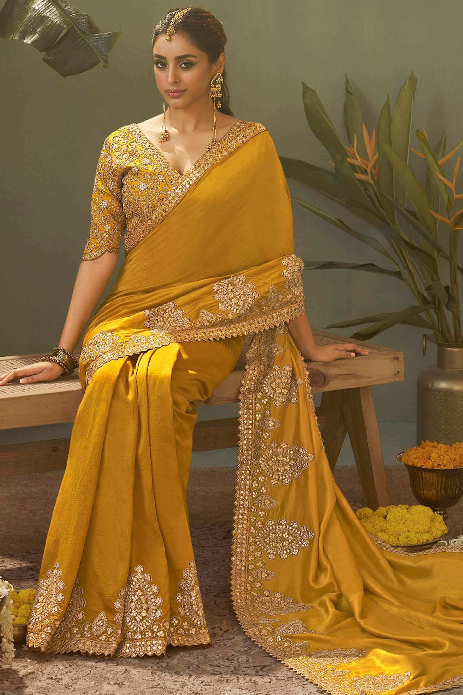 Seraphic Yellow Soft Silk Embroidery Work Saree With Dazzling Blouse Piece