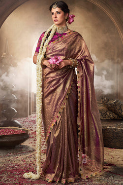Susurrous Purple Pure Tissue Banarasi Silk Saree With Nectarous Blouse Piece