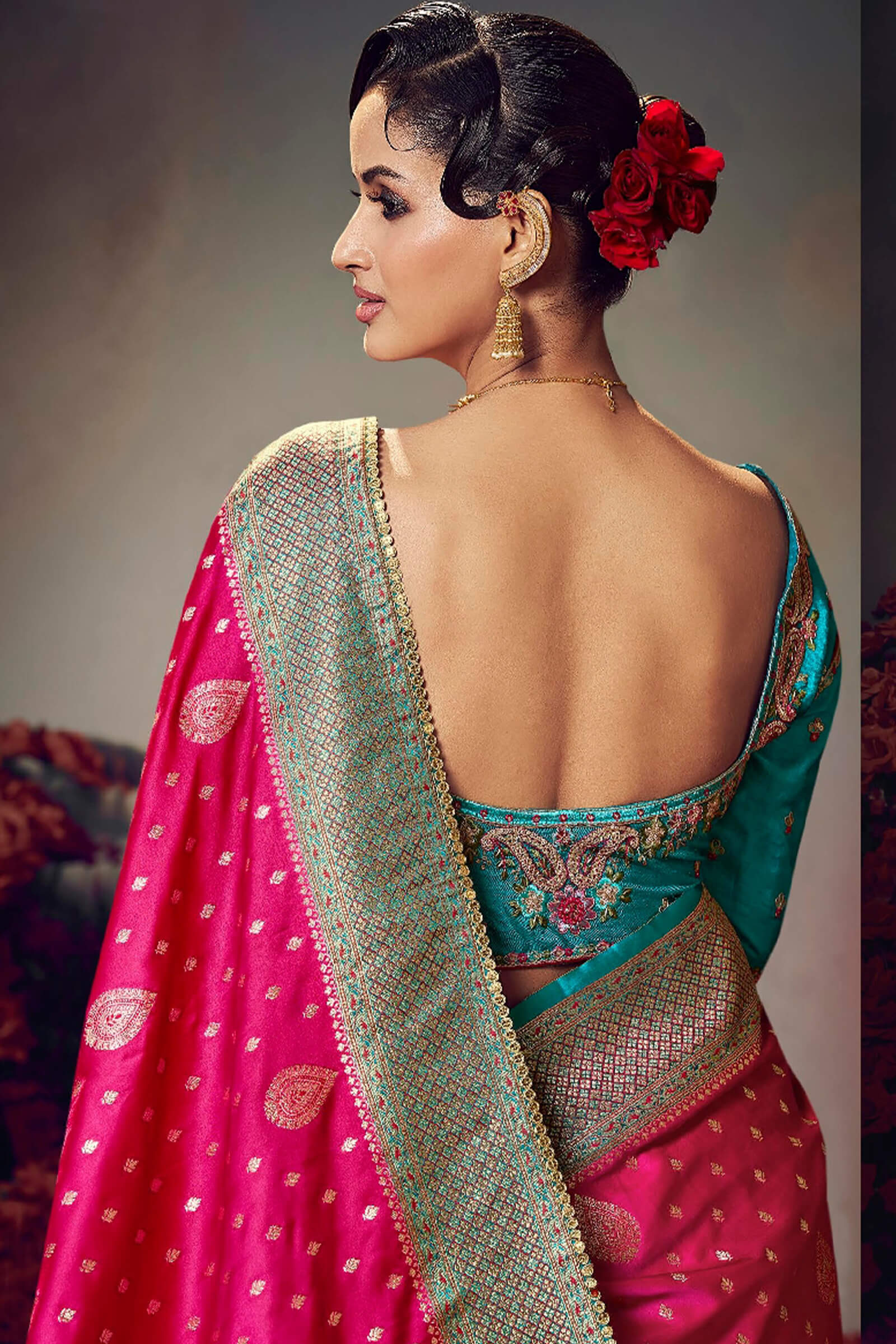 Pretty Dark Pink Banarasi Satin Silk Saree With Cynosure Blouse Piece