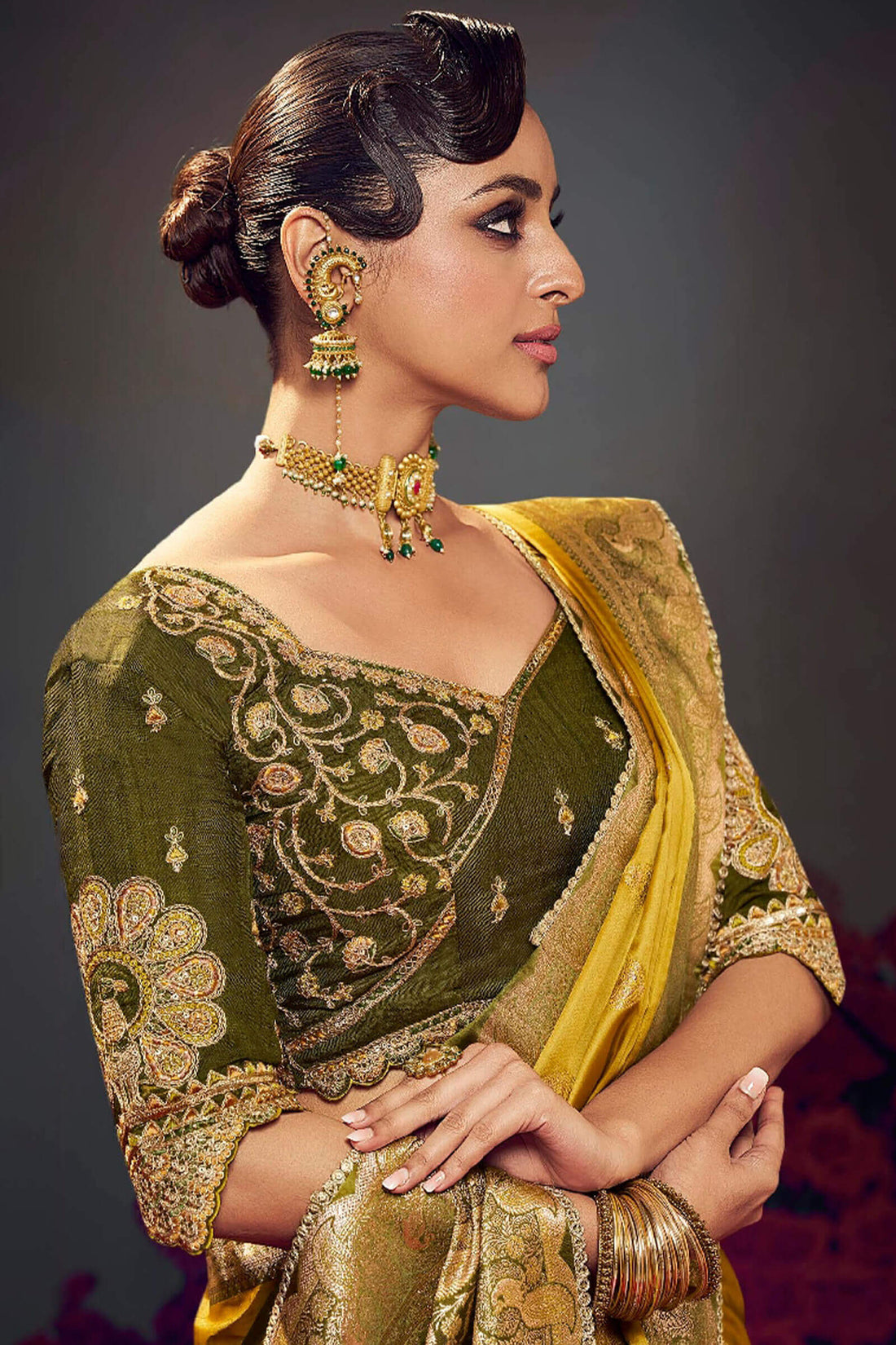 Prodigal Mustard Banarasi Satin Silk Saree With Arresting Blouse Piece