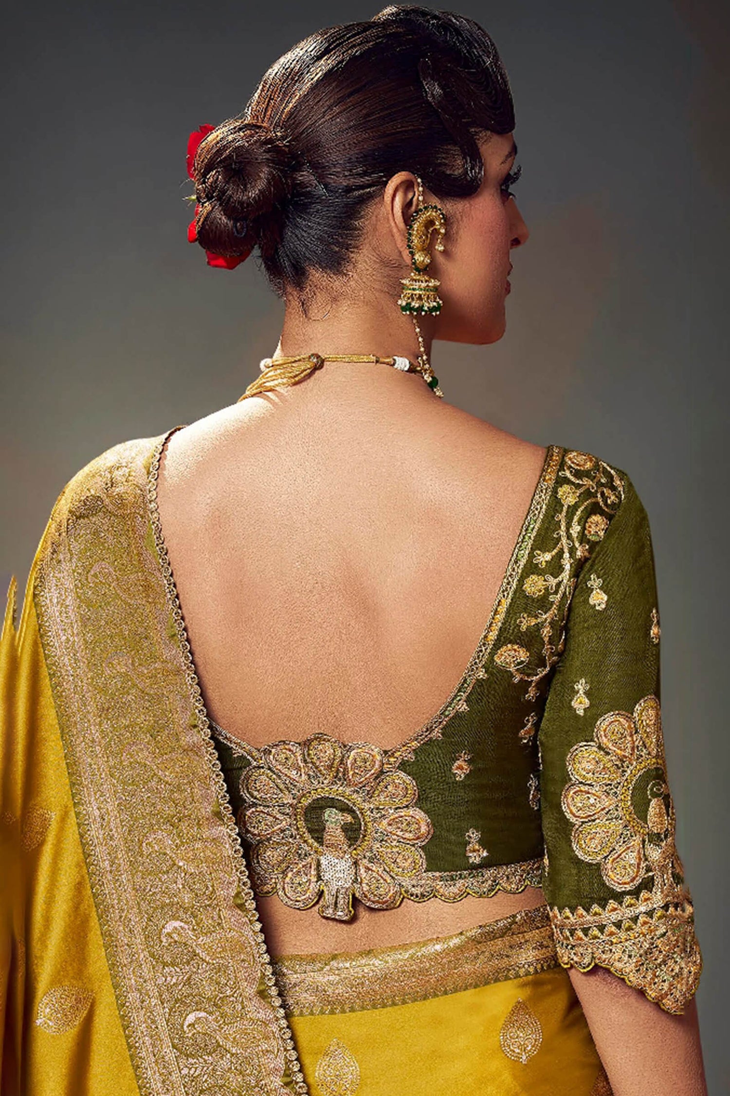 Prodigal Mustard Banarasi Satin Silk Saree With Arresting Blouse Piece