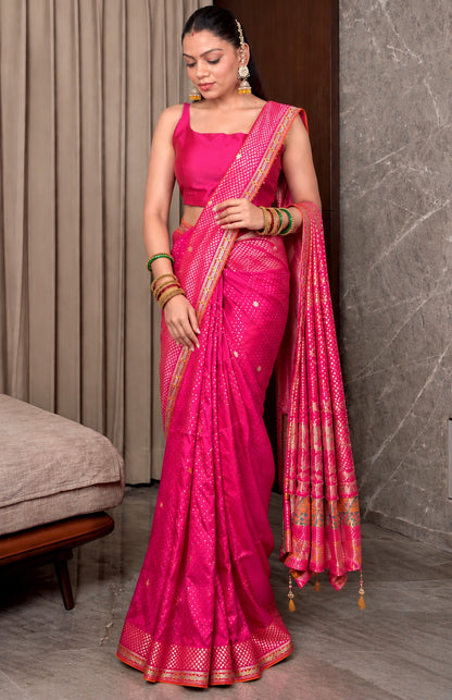 Dixita Patel In Dark Pink Pure Viscose Dola Silk Saree