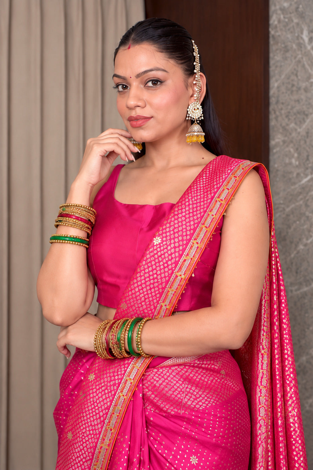 Dixita Patel In Dark Pink Pure Viscose Dola Silk Saree