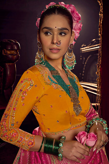 Murmurous Dark Pink Pure Viscose Dola Silk Saree With Fancifull Blouse Piece